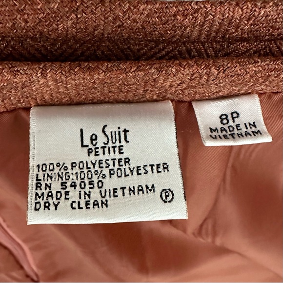 Le Suit Petite Rust Orange Wool / Tweed Look Two Piece Blazer and Skirt Set - Picture 14 of 16